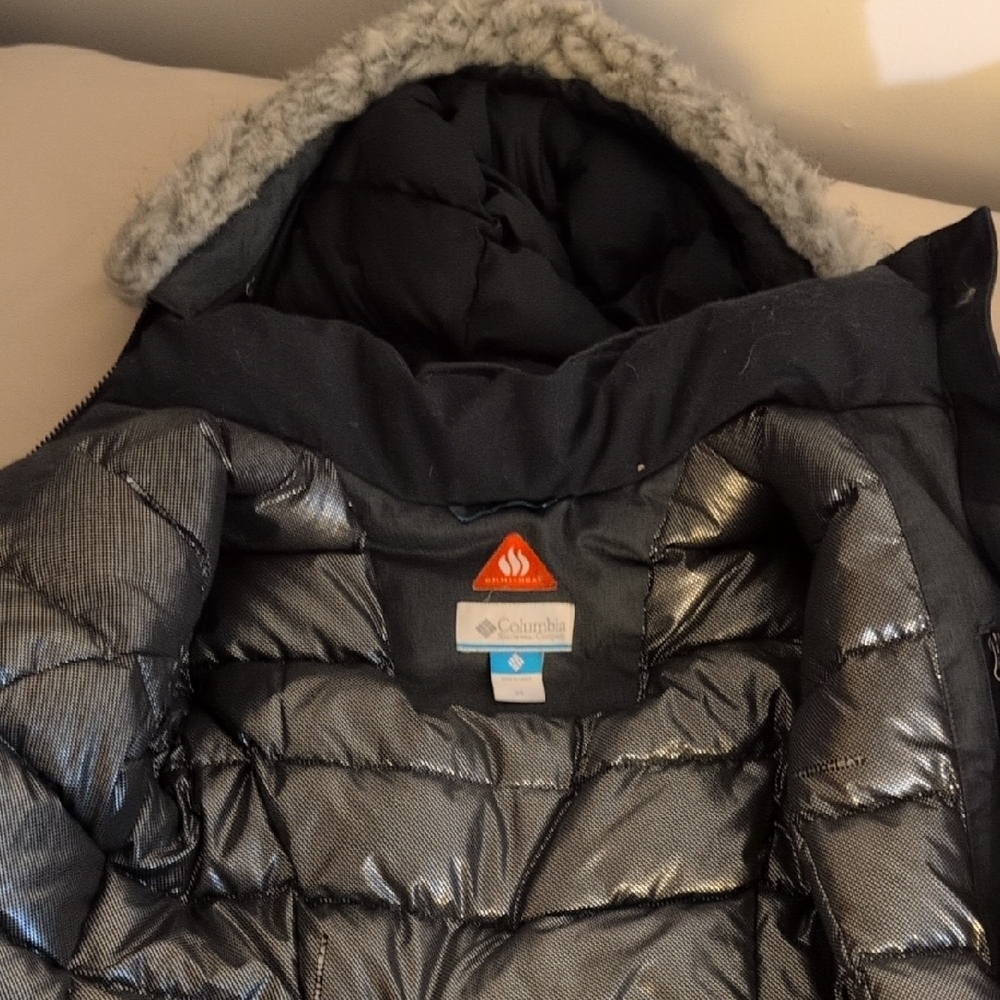 Columbia Black Jacket with Faux Fur Hood